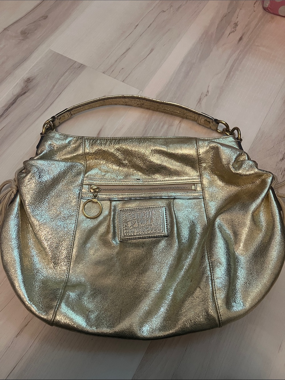 Coach Metallic Gold Shoulder Bag - Women's Hobo Purse